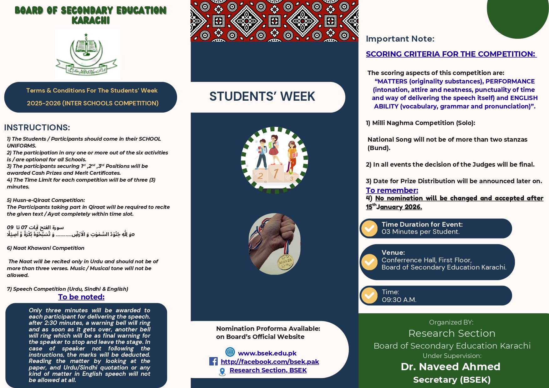 Student Week Flyer Back